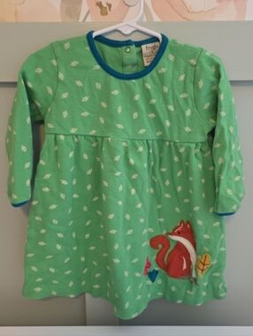 Frugi 18-24 months organic cotton fall leaves fox woodland animal dress european